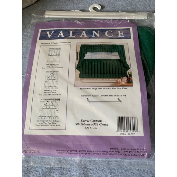 Shelly Style Hunter Green Ruffled Valance 54" W x 12" L - Picture 4 of 6